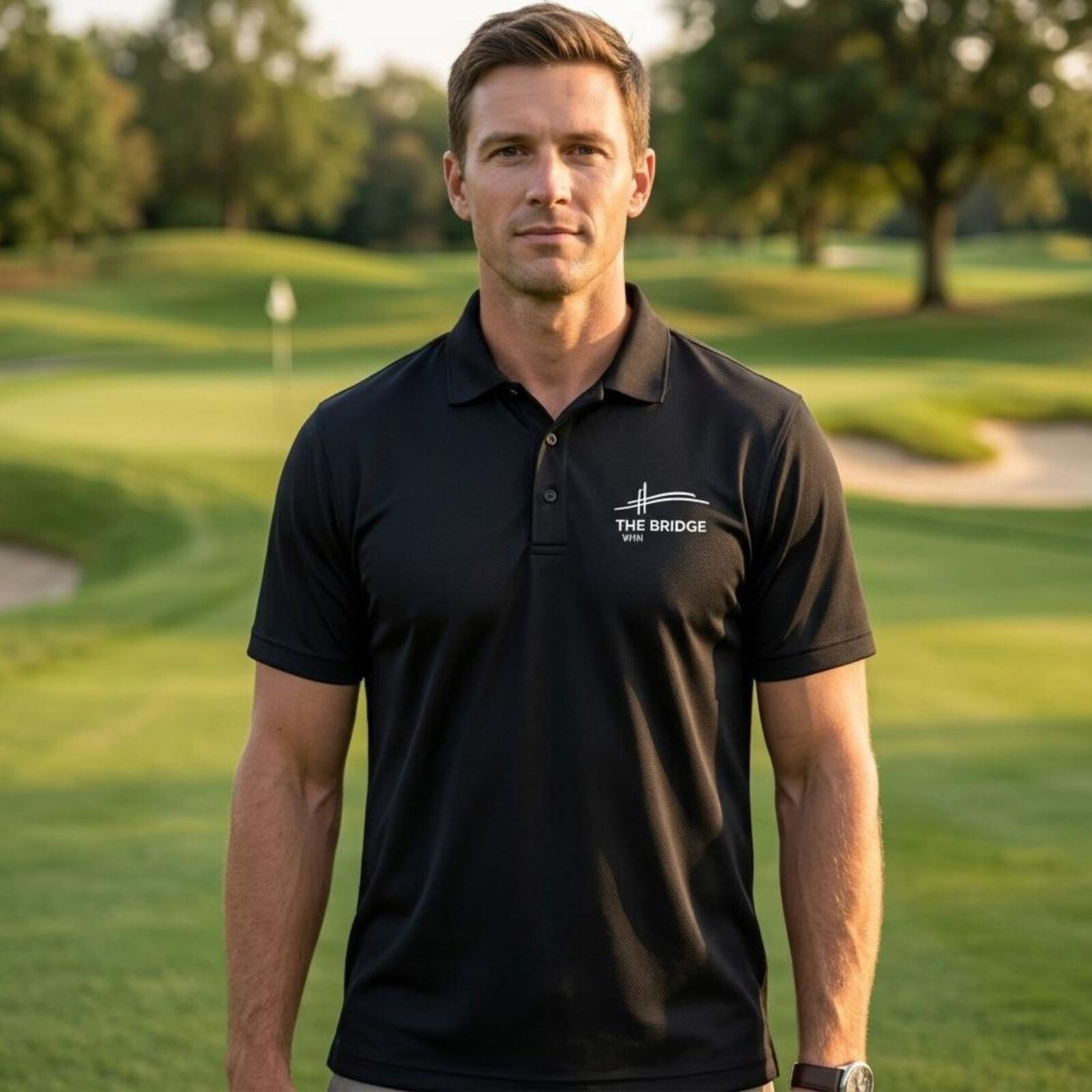 The Bridge Golf Shirt – Embroidered Logo - Image 3